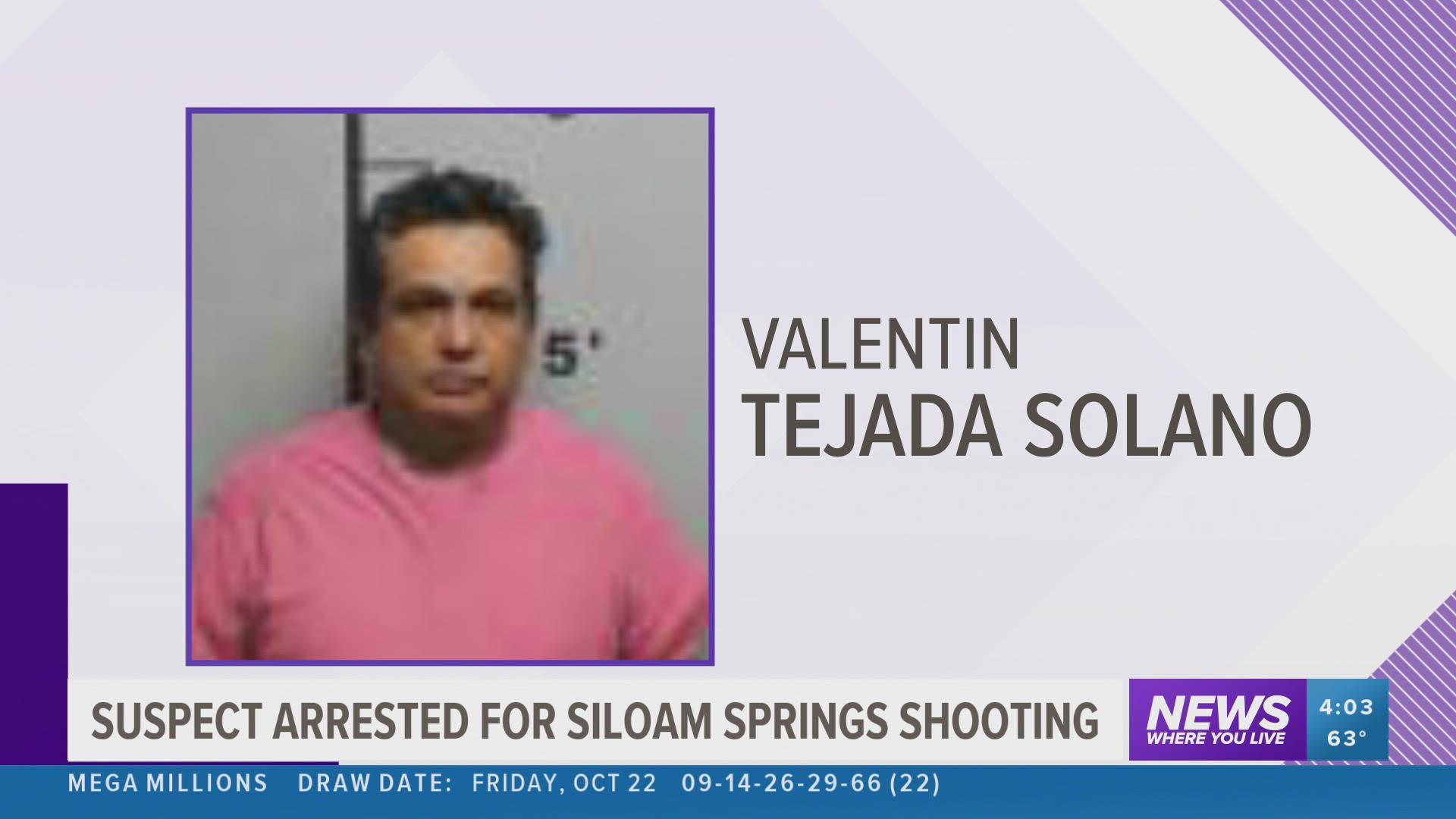 Valentin Tejada Solano has been arrested in connection to a shooting that injured two people.