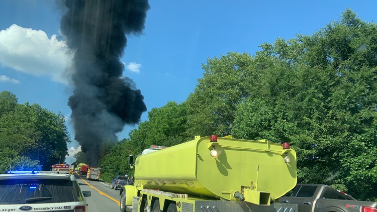 Fuel tanker truck engulfed in flames in Madison County