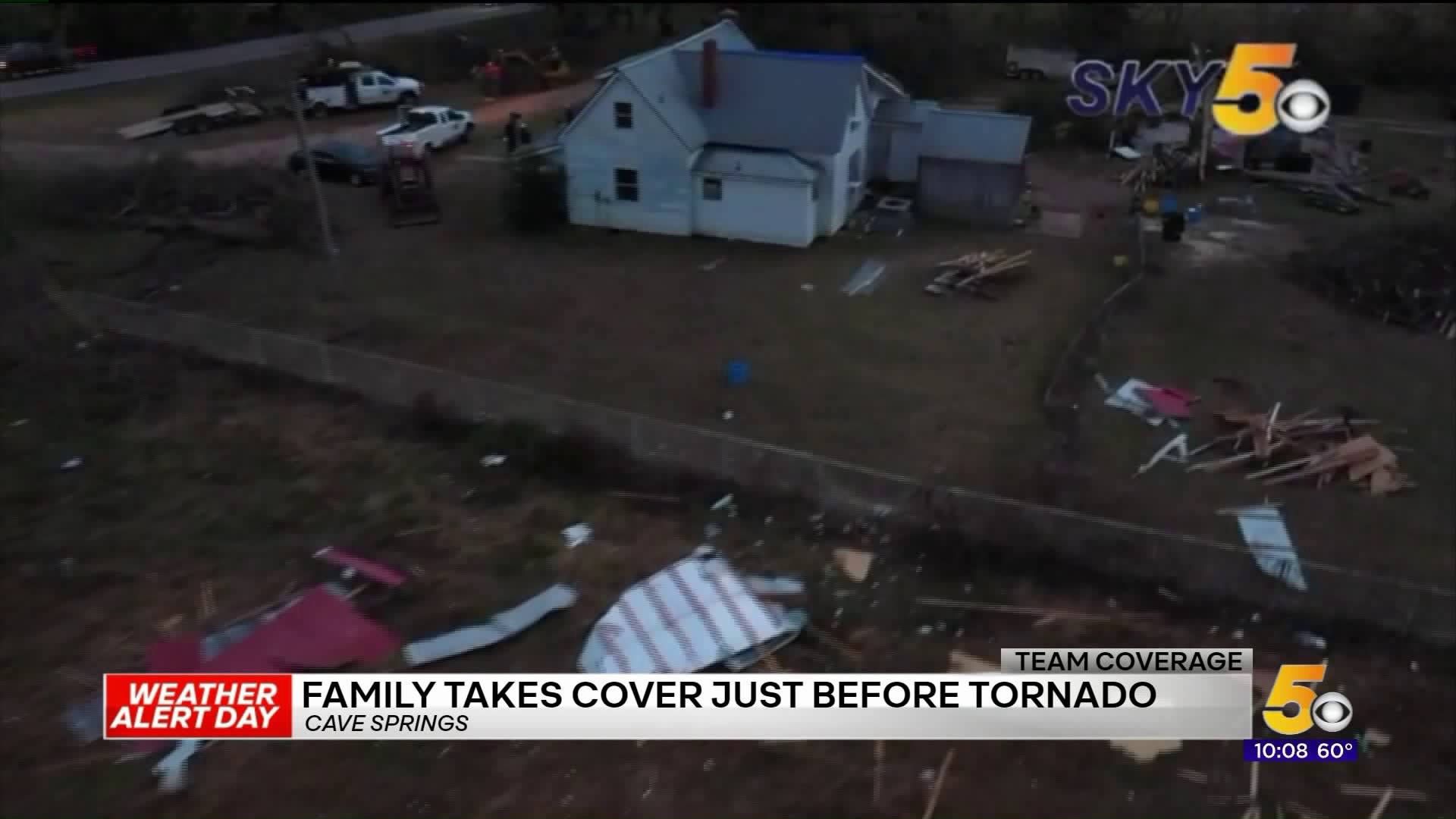 Cave Springs Family Takes Cover Right Before Tornado Hit