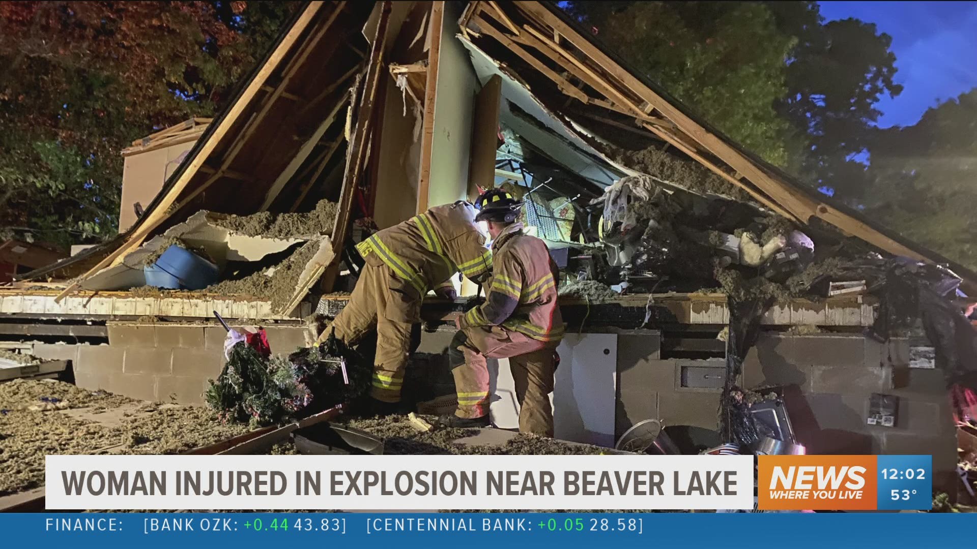 Emergency crews responded to a home explosion near Beaver Lake in Rogers Saturday night