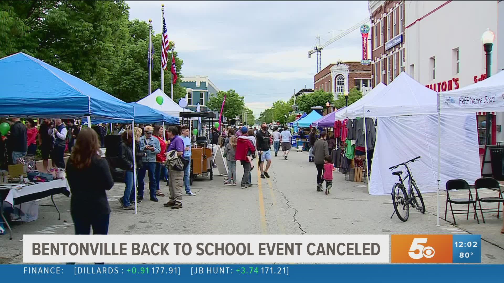 Downtown Bentonville Inc. (DBI) has cancelled its Back-to-School-themed First Friday event due to the rise in COVID-19 cases.