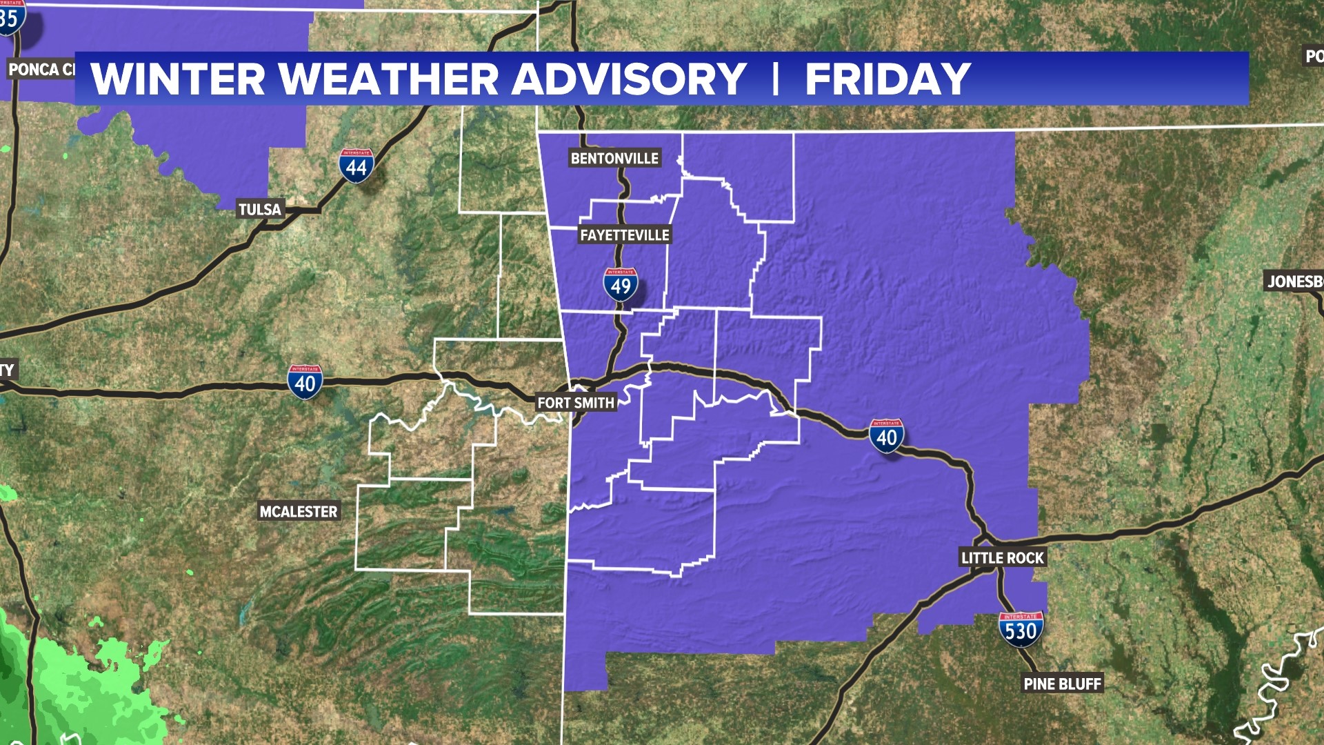 How will the roads be impacted by AM snow in Arkansas on Friday