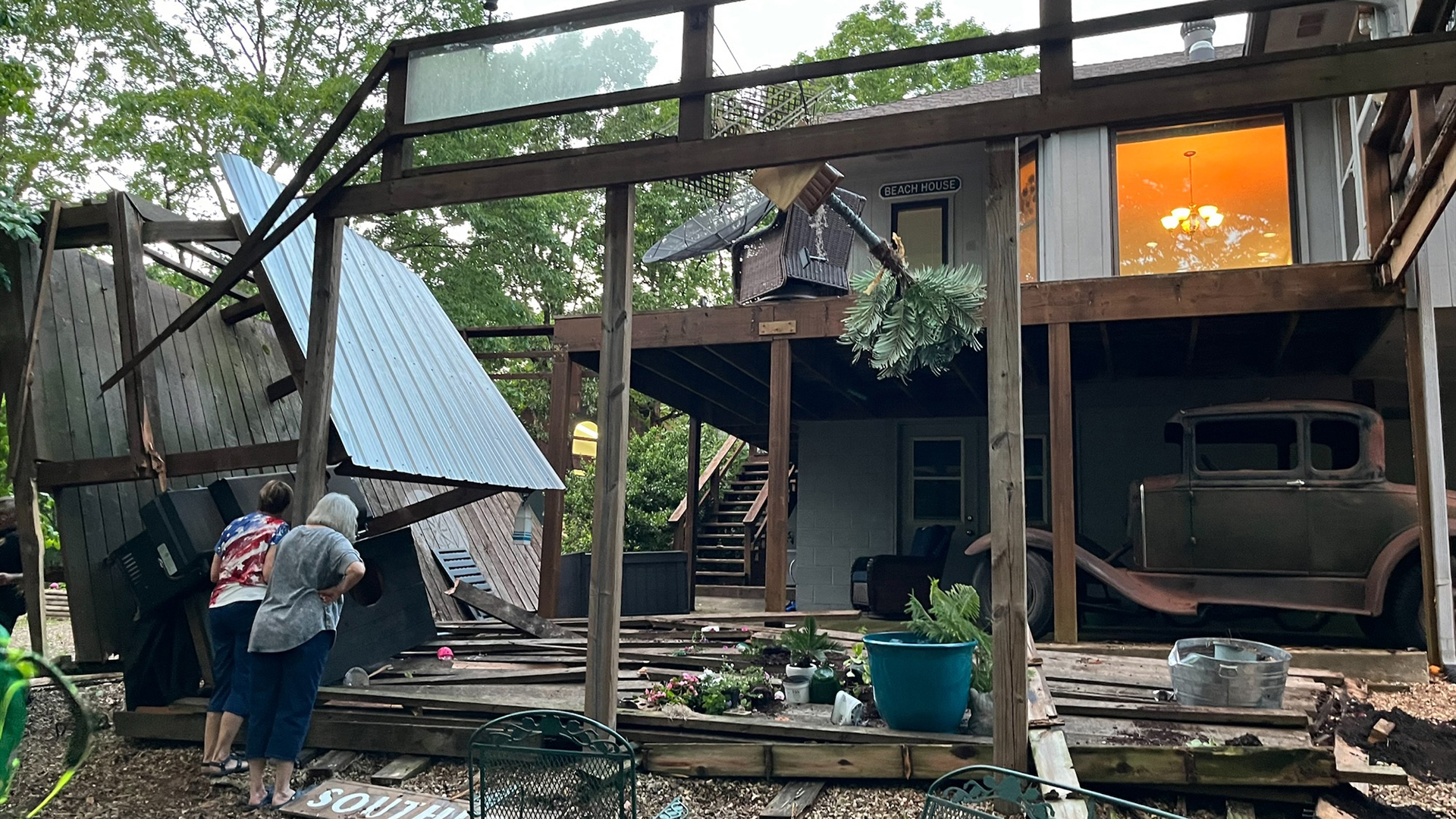 The deck, 12 to 15 feet off the ground, appeared to have collapsed from the weight, according to Cassi Lapp with the City of Bella Vista.