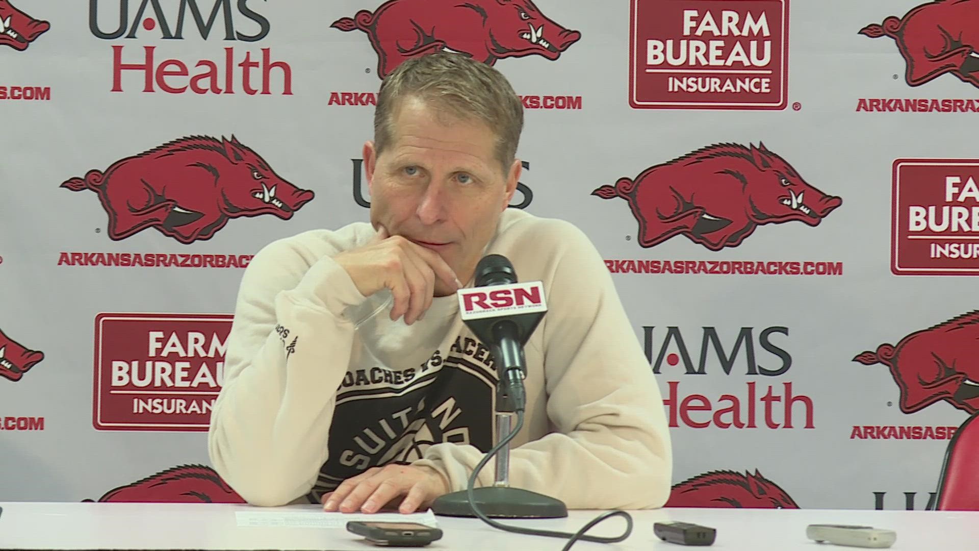Muss talks about what went right for Arkansas in a 60-40 win over the Tigers.