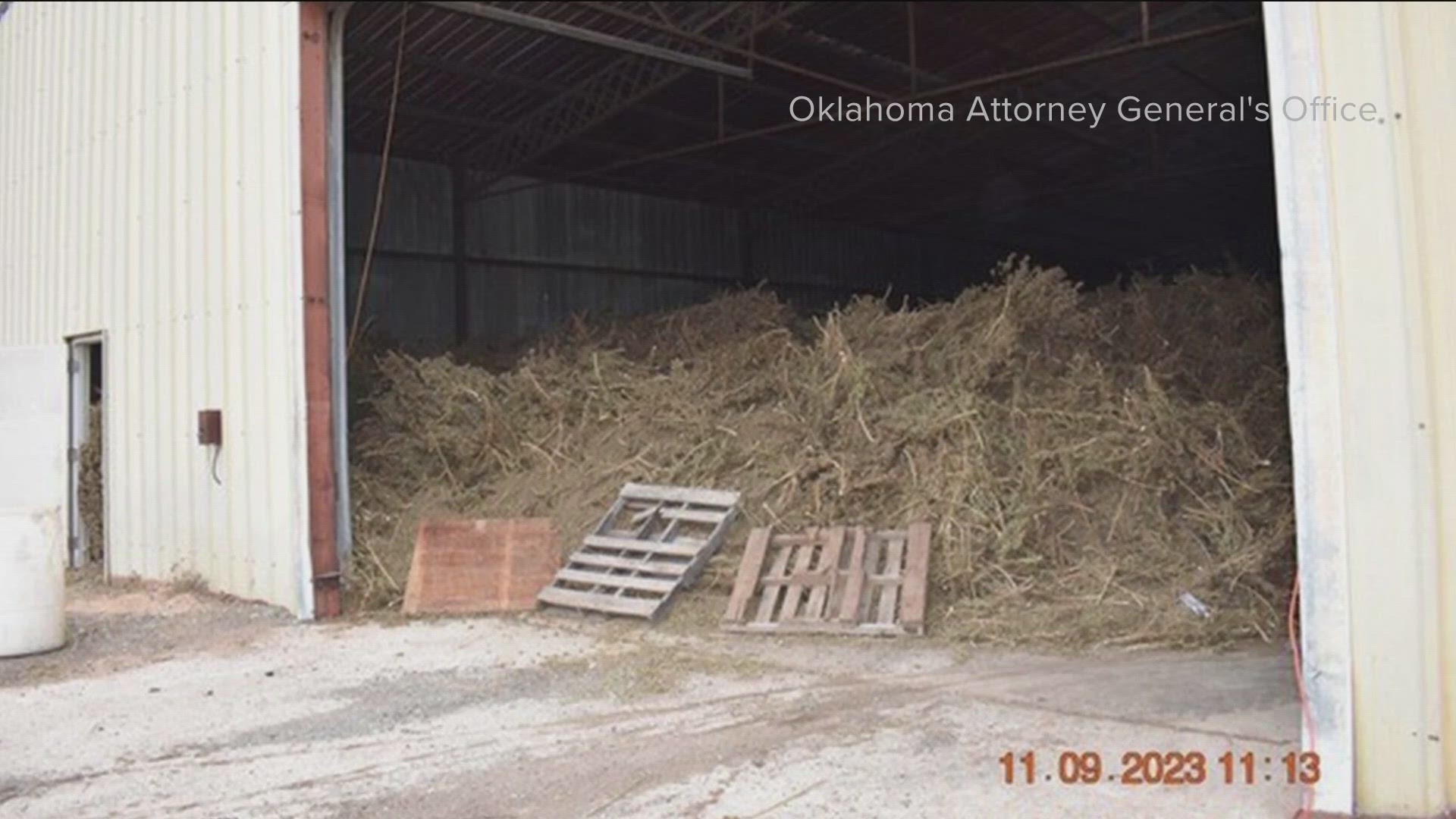 According to the Oklahoma Attorney General's Office, the state's Organized Crime Task Force seized over 36 tons of illegal marijuana in Oklahoma on Nov. 9, 2023.