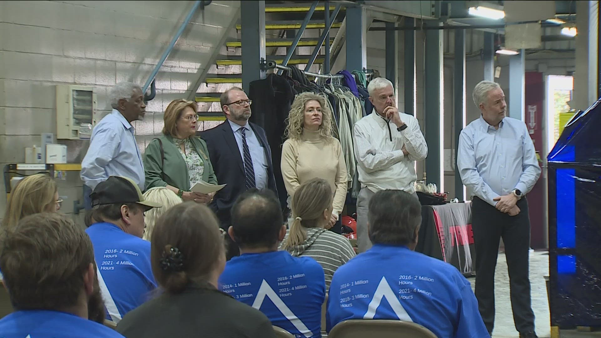 FEDERAL - STATE - AND LOCAL POLITICANS CAME TOGETHER TODAY IN FORT SMITH TO CELEBRATE A MAJOR SAFETY MILESTONE FOR ONE COMPANY...