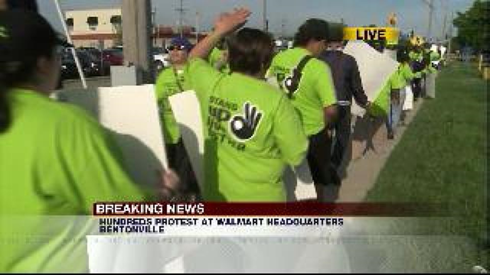 Hundreds Protest Outside Walmart Home Office