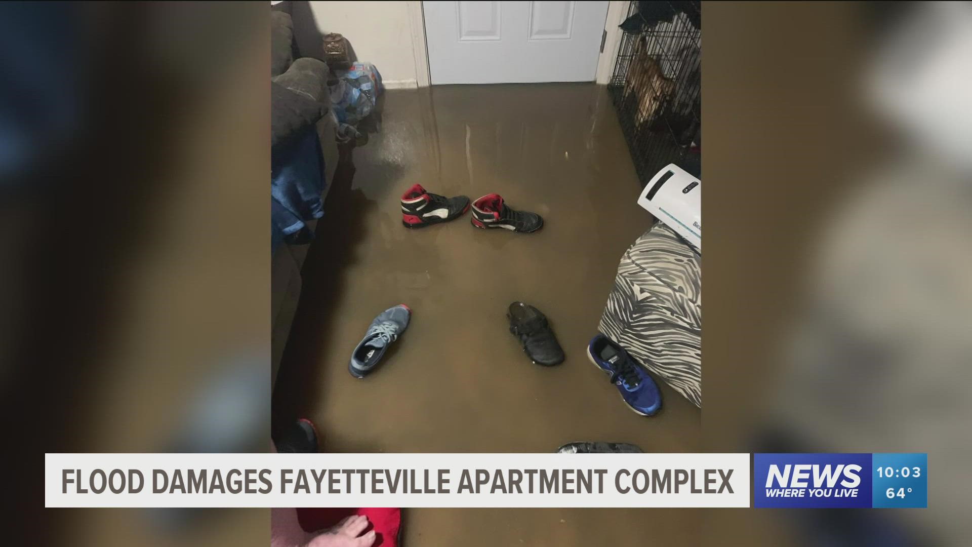 Management at the West End Apartment complex in Fayetteville says the apartments that were flooded out Thursday morning can no longer house tenants.