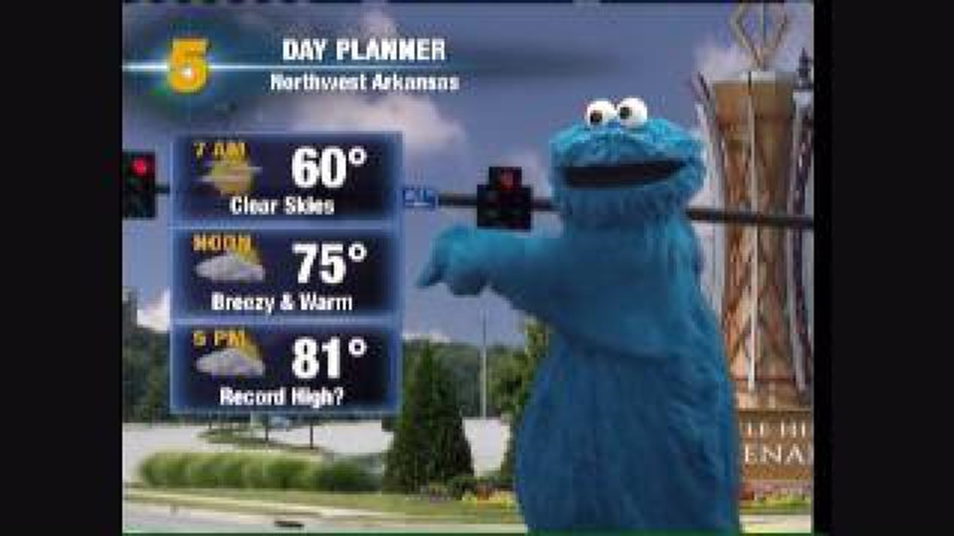 Cookie Monster Performs Morning Weather