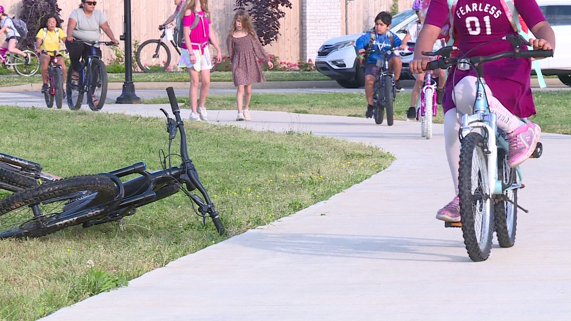 The parent-led bike train gets kids from a subdivision with no bus route safely to school.