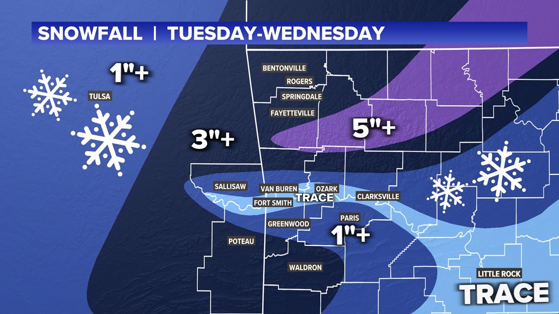 UPDATE How many inches of snow may fall in Arkansas next week