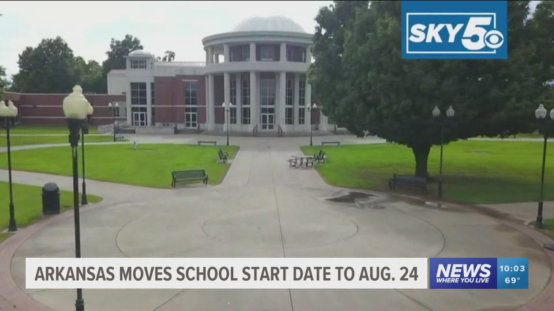 Arkansas moves school starting date to August 24