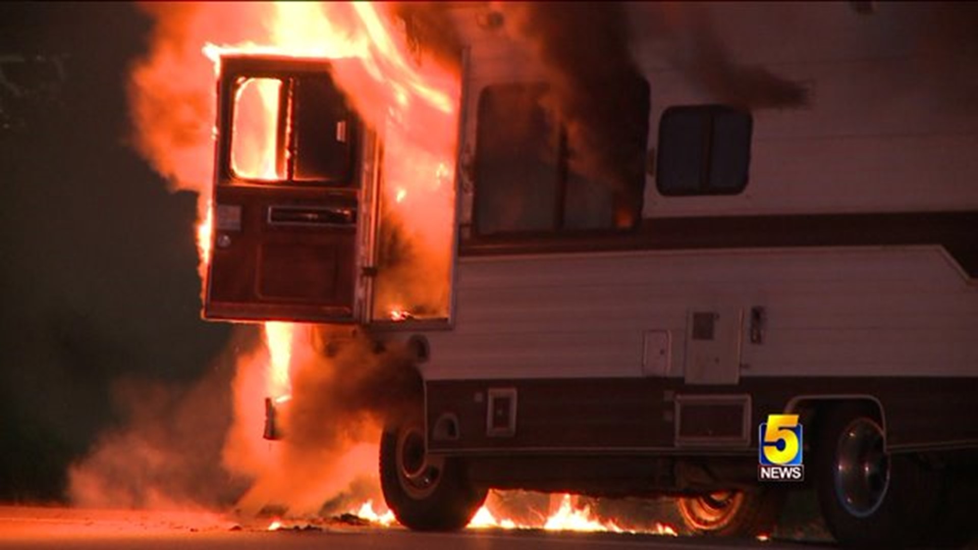 RV Catches Fire On Highway