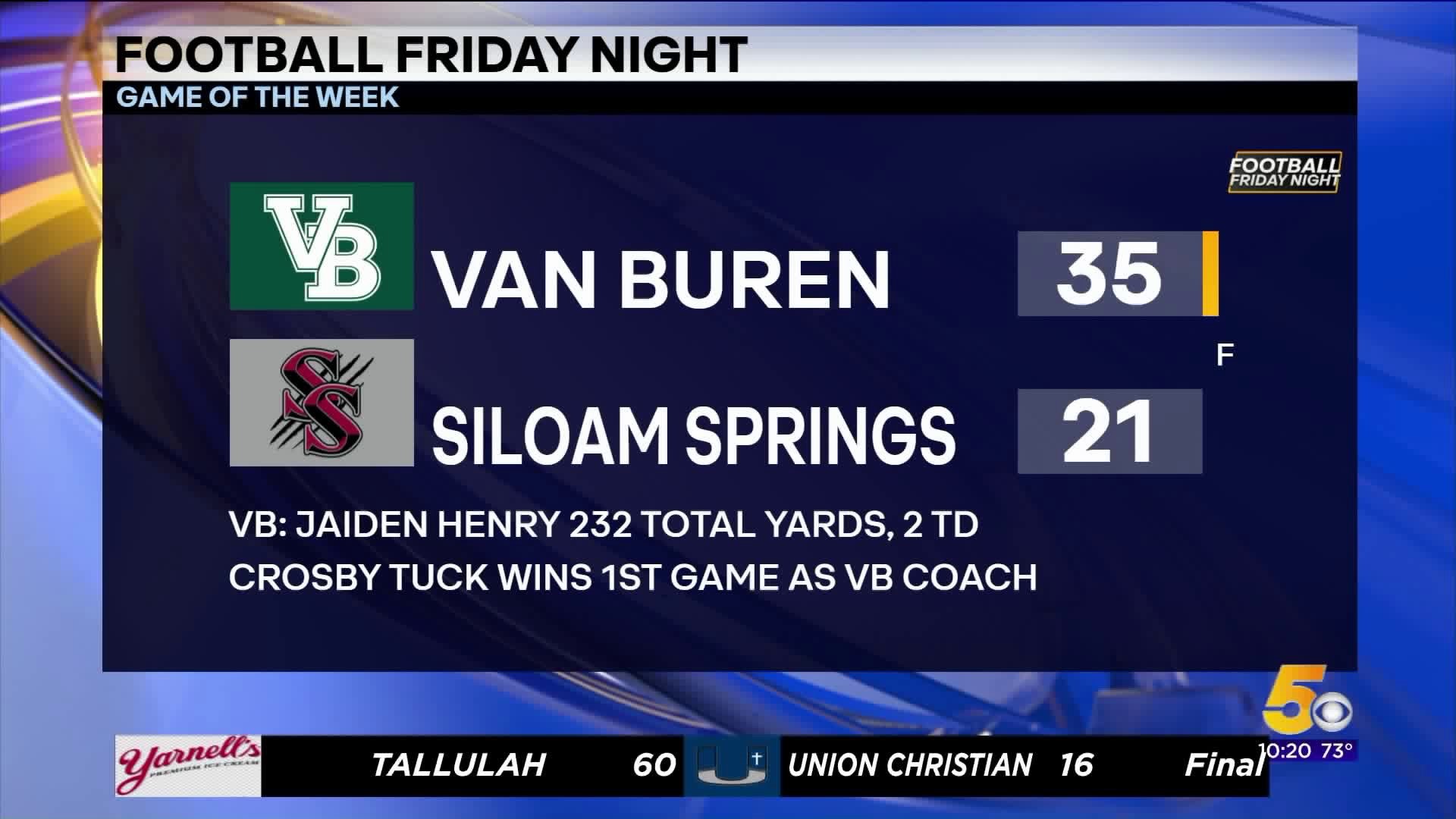 GAME OF THE WEEK VAN BUREN AT SILOAM SPRINGS