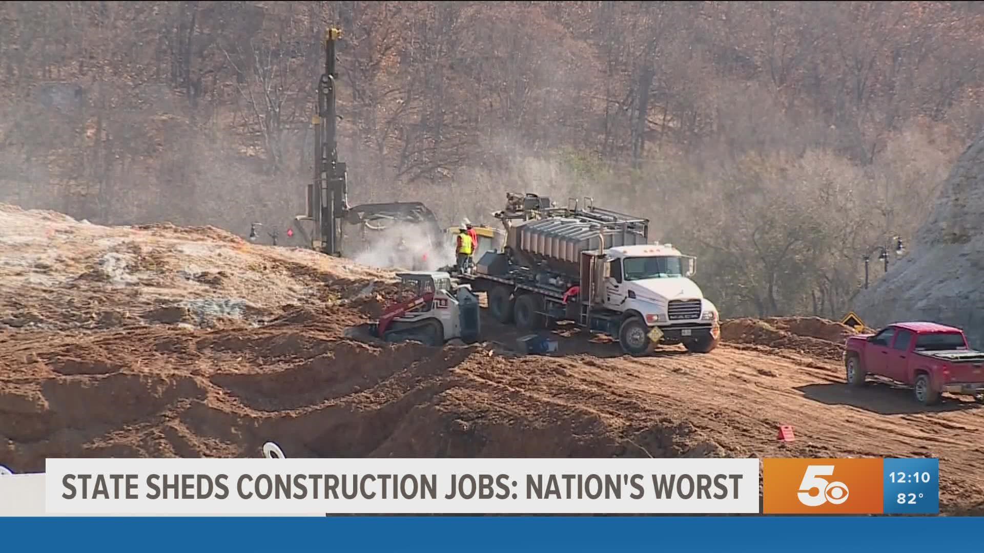 According to a new analysis by the Associated General Contractors of America, Arkansas construction jobs are on the decline, ranking the state last in the nation.