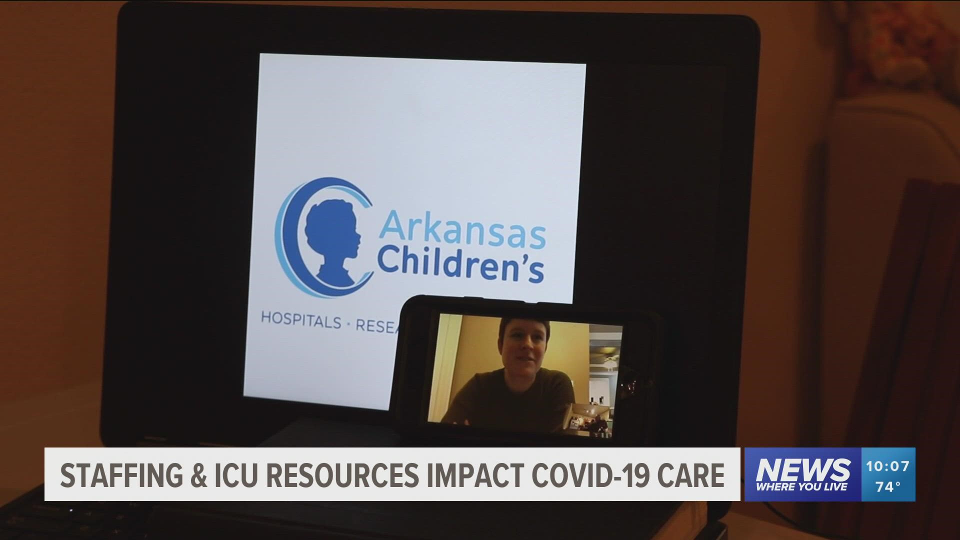 Arkansas Children’s CEO Marcy Doderer says staffing challenges and ICU resources are the biggest challenges to treating the surge in COVID-19 patients.