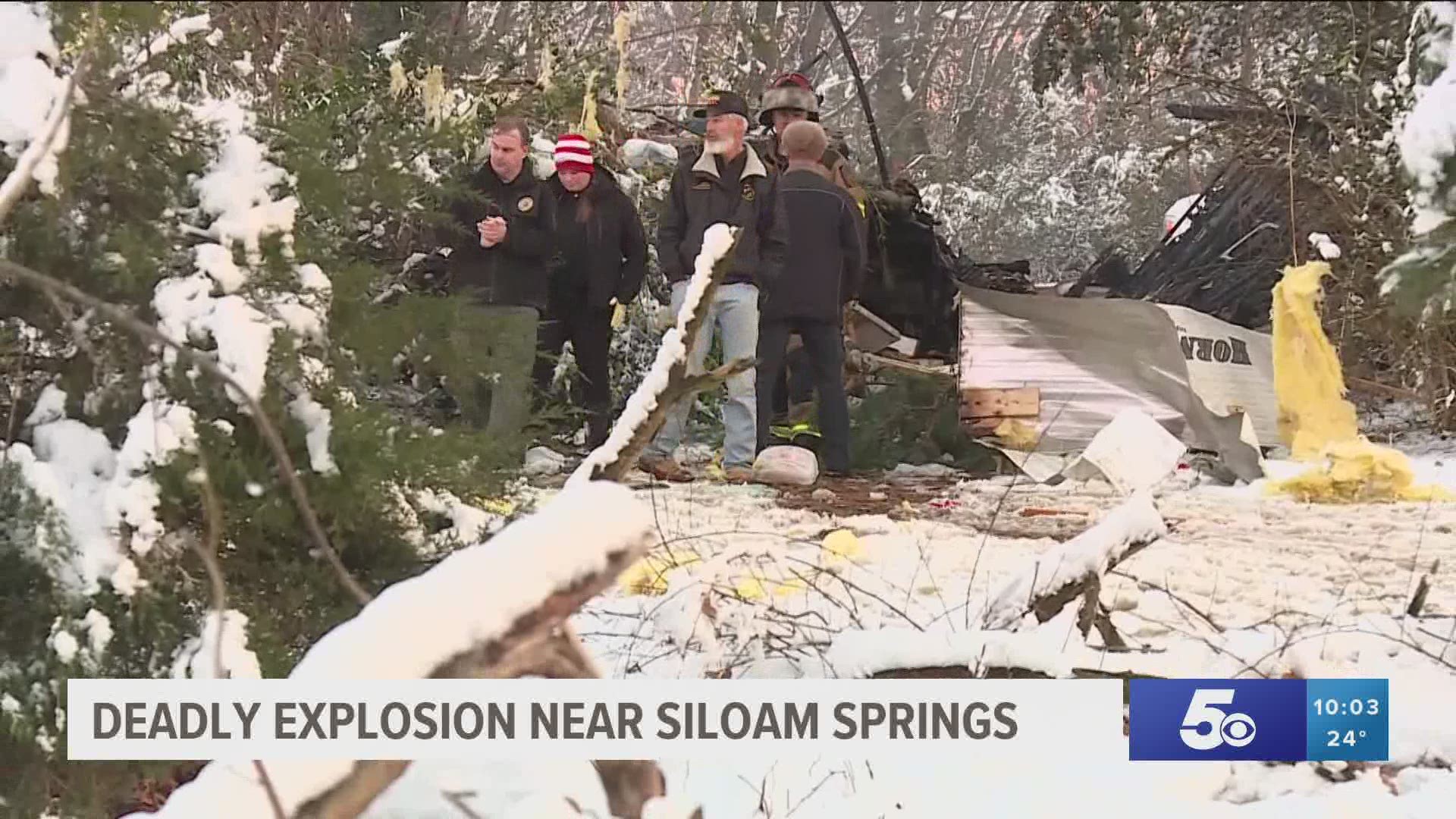 One person is dead, one has been taken to the hospital by helicopter, and a first responder was injured in a reported trailer explosion outside of Siloam Springs.