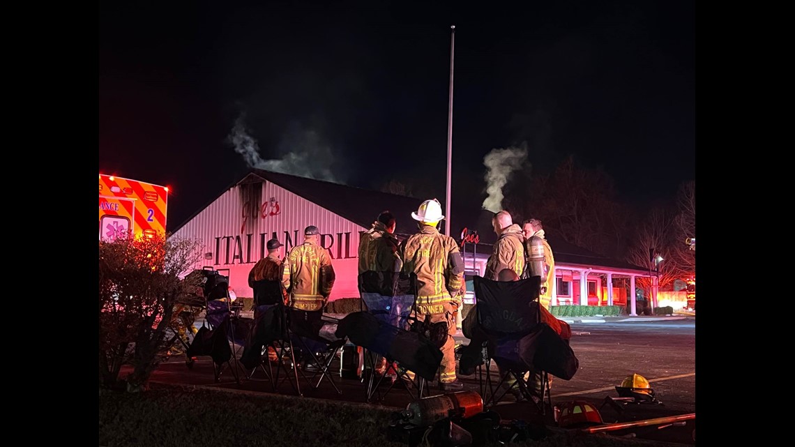 Fire crews fight a second alarm fire at Joe's Italian Grill