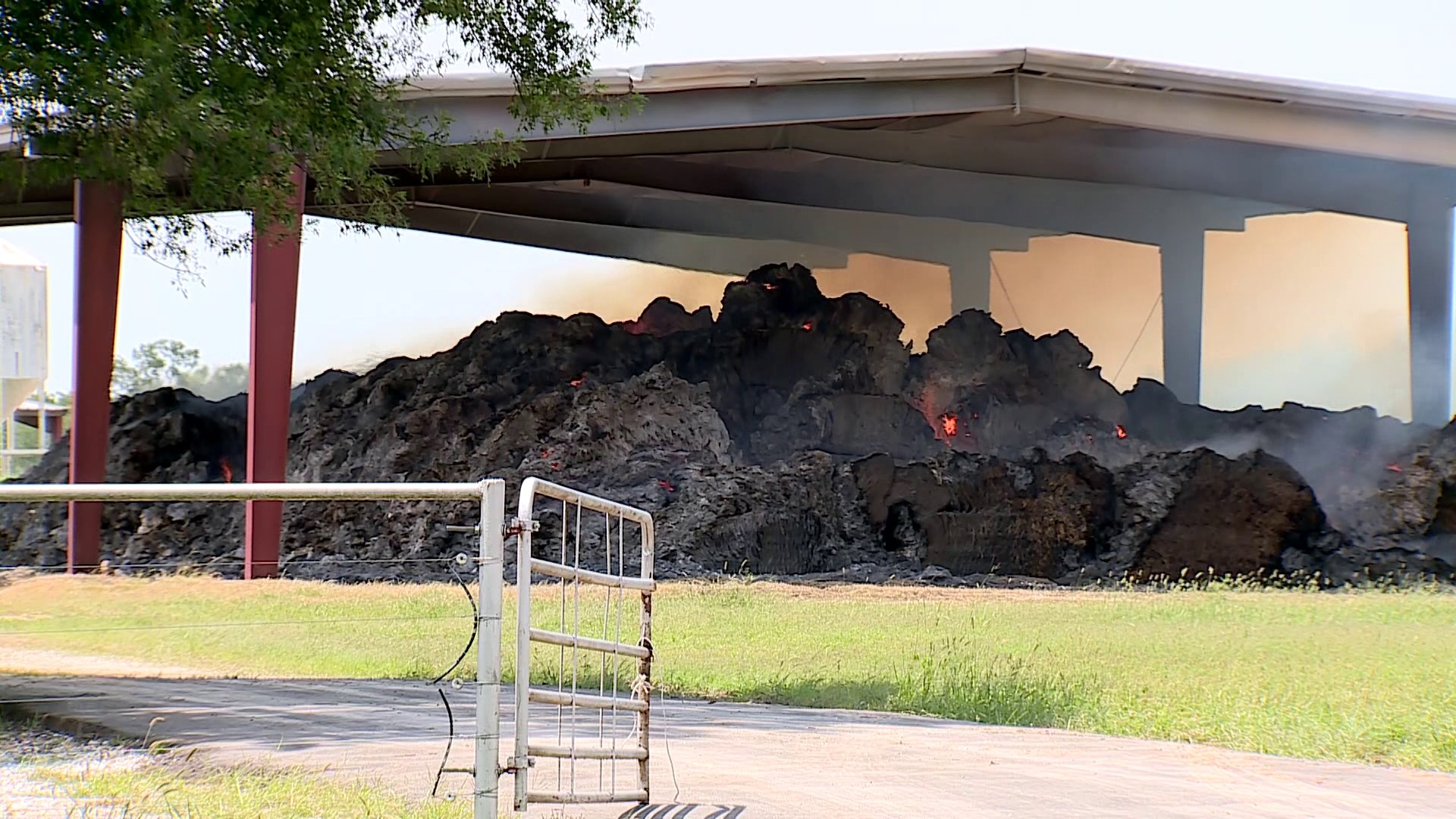 The Pea Ridge fire department says that as the hay is stacked closely together, it compacts.