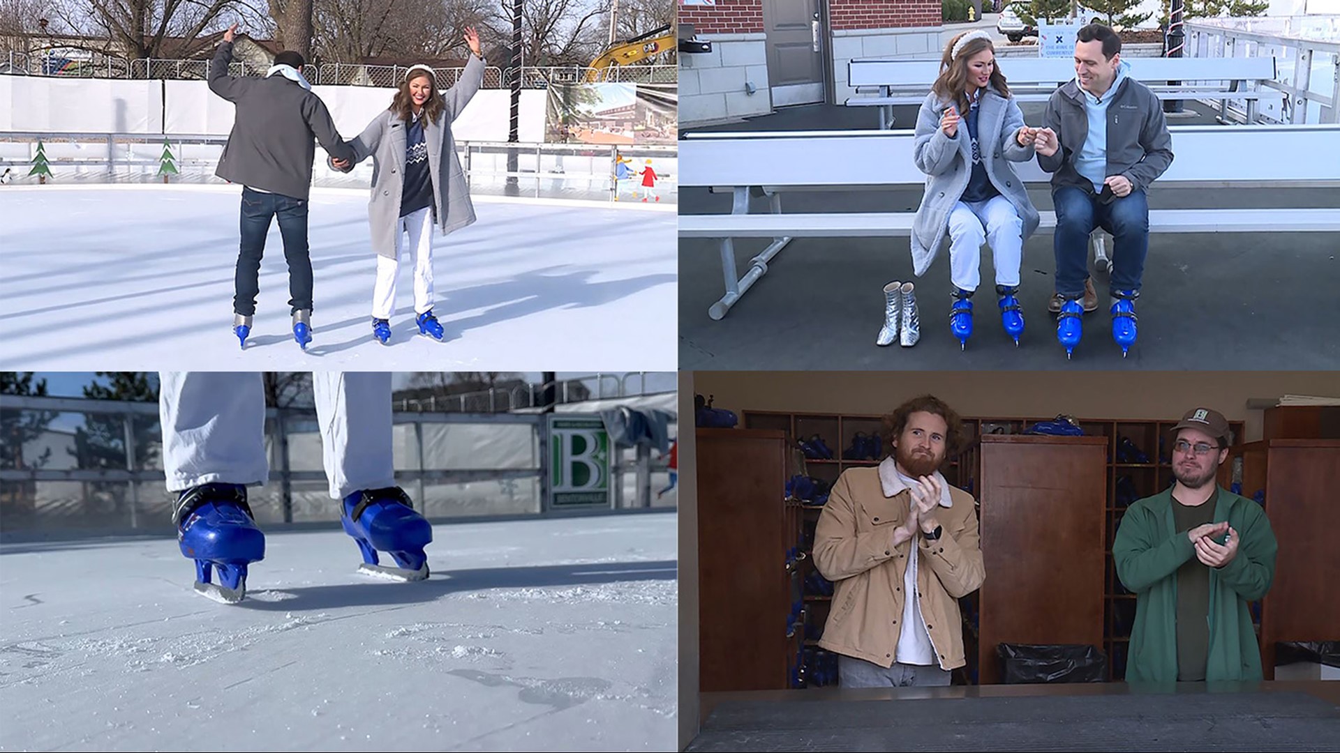 For the fifth and final episode of the Around the Corner holiday series, the 5NEWS morning crew hit The Rink at Lawrence Plaza and showed off their skills.