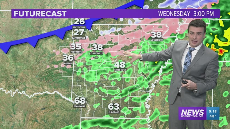 Cold air rushes back toward Arkansas by Wednesday | Jan 17 Forecast