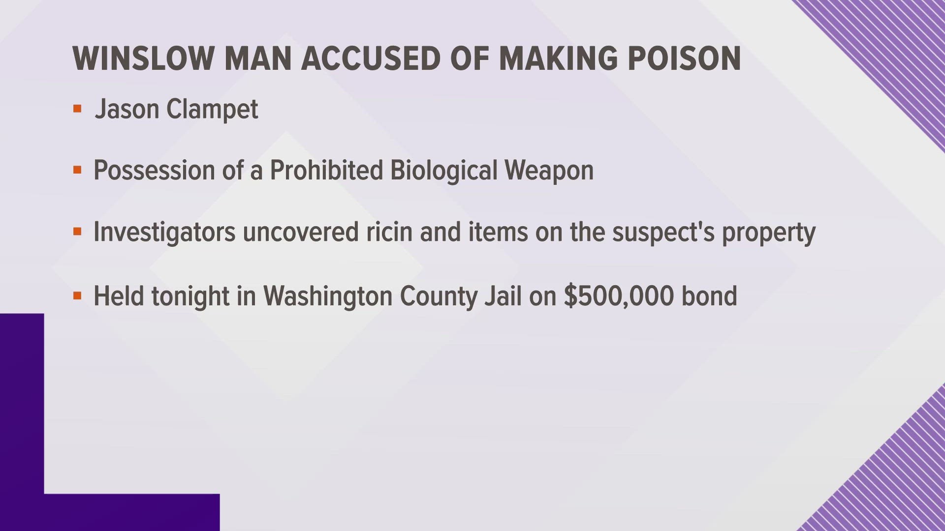 A WASHINGTON COUNTY MAN IS ACCUSED OF MAKING RICIN - A DEADLY POISON...