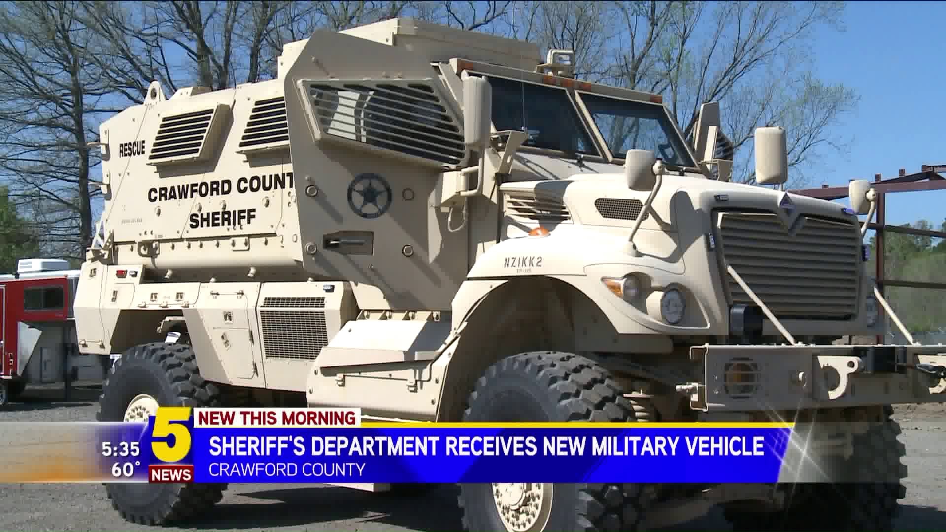 Crawford County Sheriff’s Department Receives New Military Vehicle