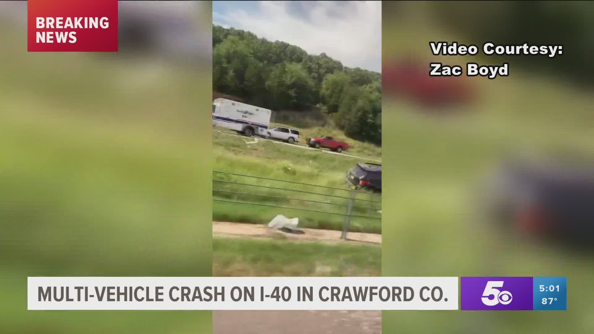 Multi-vehicle crash on I-40 in Crawford County