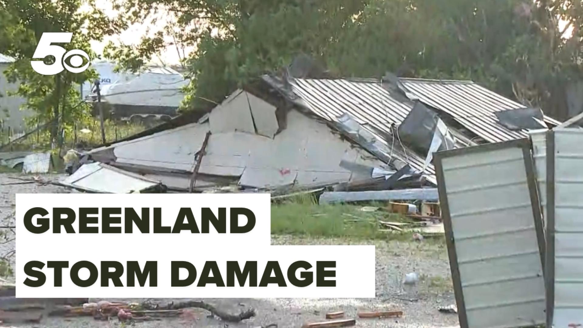 Severe weather left extensive storm damage in Greenland, Arkansas on May 19, 2025.