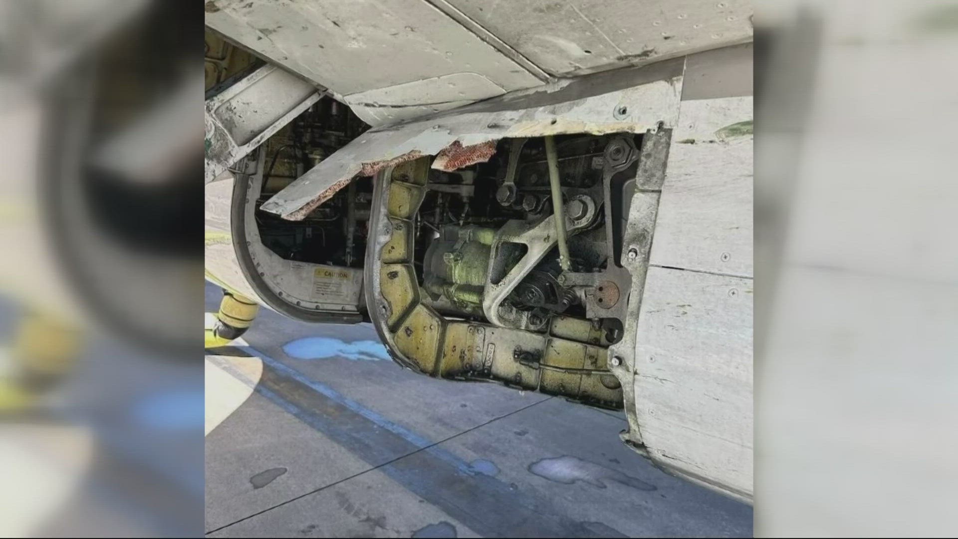 A Boeing 737-800 was found to have a missing panel after a United Airlines flight arrived at its destination in southern Oregon on Friday, airport officials said.