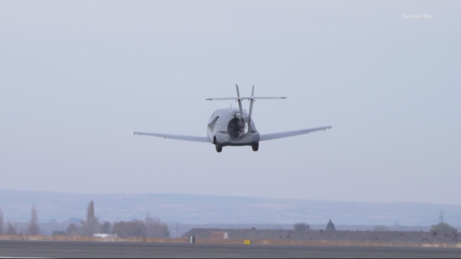 Samson Sky of Prineville, Ore. is unveiling their new flying car. It has over 2300 preorders. Devon Haskins talks with the creators.