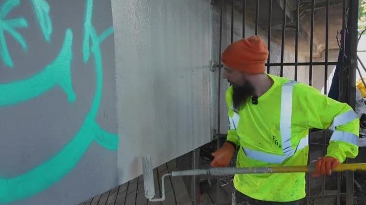 'Clean up the community': Oregon Department of Transportation starts graffiti cleanup along Portland highways