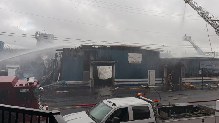 Fire damages historic Pacific Seafood freezer building in coastal Oregon town