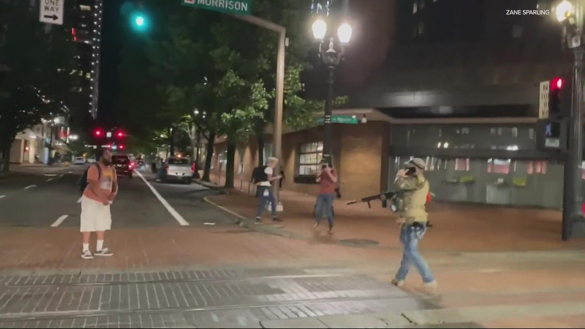 Portland police cited two other calls they were preoccupied with. It said it was aware of Antifa and far-right groups clashing.