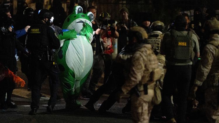 Armed, masked federal agents tackle and mace protesters at Portland ICE facility ahead of Oregon National Guard deployment