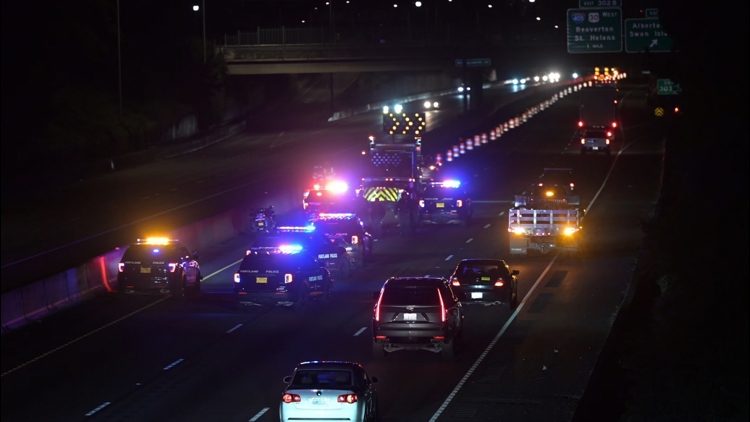 Motorcyclist dies after crashing into parked construction vehicle on I-5 in North Portland