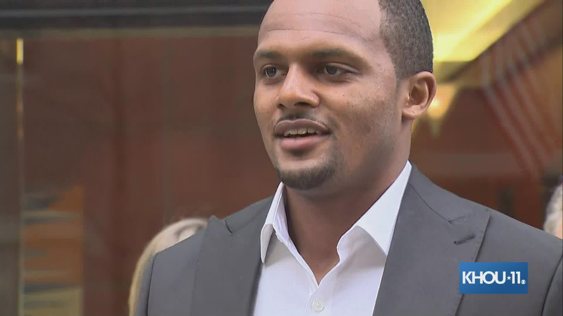 Deshaun Watson and his lawyer speak after a grand jury decides not to indict the quarterback over harassment and sex assault allegations.