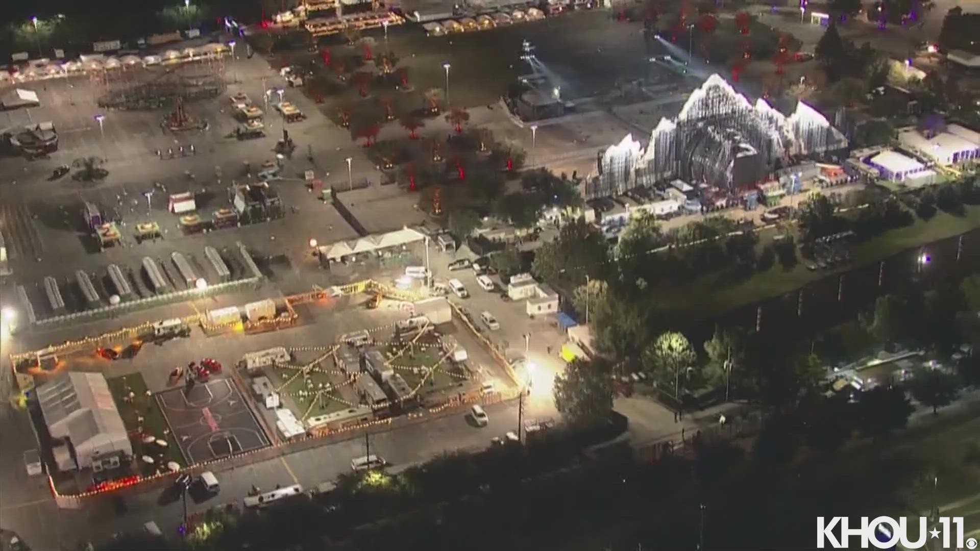 Houston firefighters said multiple people were injured at Travis Scott's Astroworld Festival Friday. This is raw video from Air 11 after the festival was over.