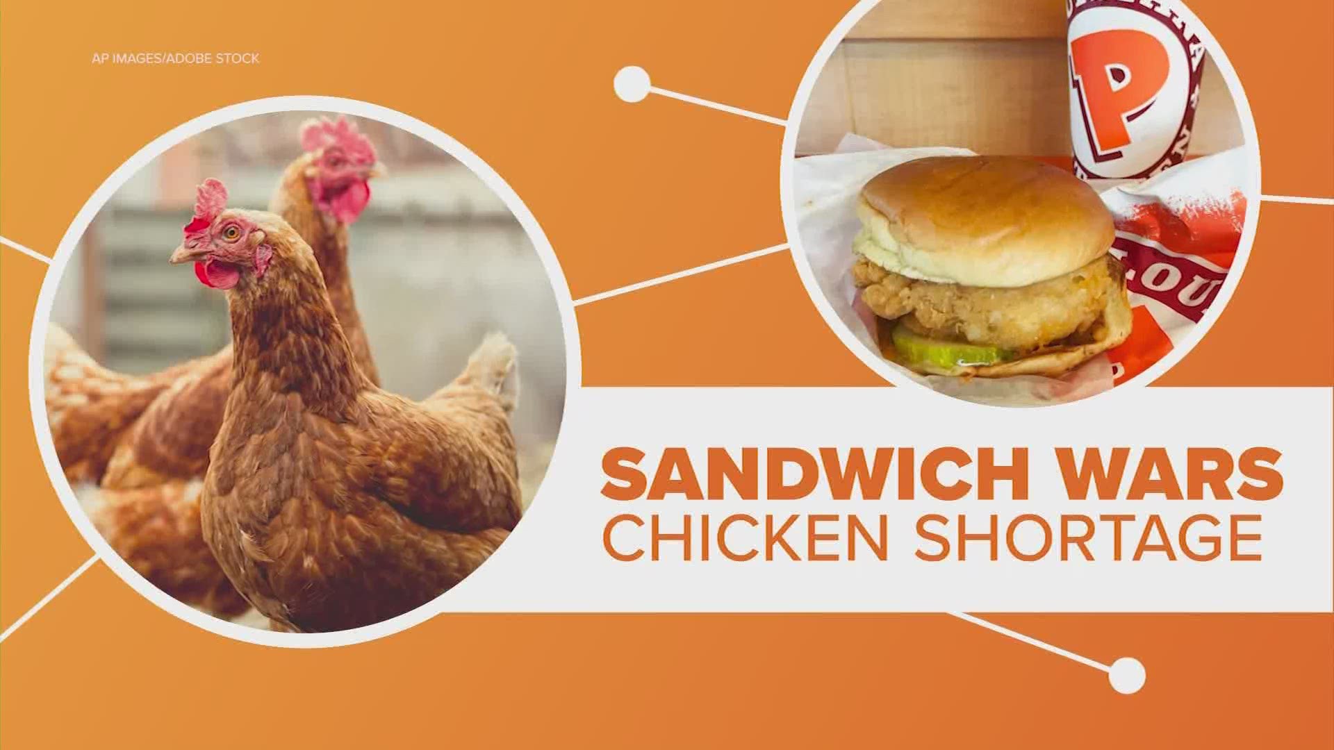 U.S. is facing a nationwide chicken shortage. It's spurred by a lot of factors including the recent Winter Storm, the pandemic and the Chicken Sandwich wars.