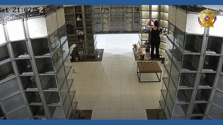 A grave mistake: Woman accused of stealing from the dead with toddler in tow caught