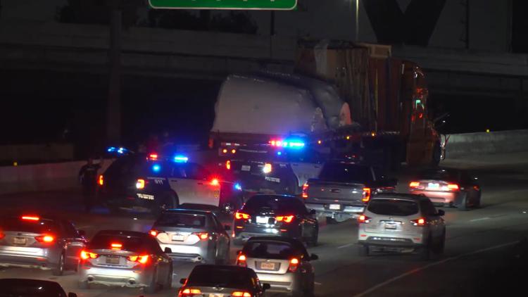 Houston Avenue bridge struck by semi-truck, temporarily blocking eastbound lanes on the Katy Freeway
