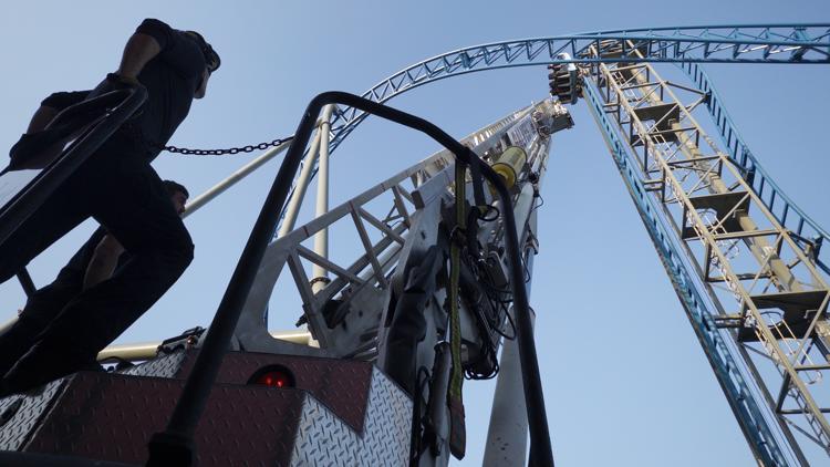 'They were really brave kids' | Photos show 4-hour rescue of students stranded on Galveston roller coaster
