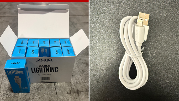 Nearly 7,500 cartons filled with counterfeit Apple chargers seized at Houston port