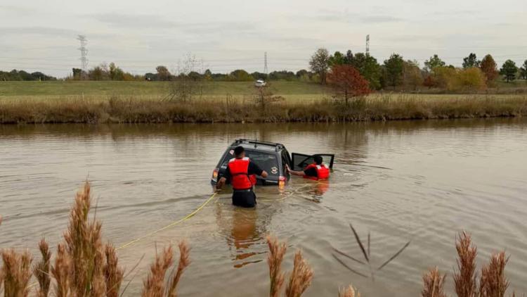 Cy-Fair firefighters pull trapped driver from submerged vehicle near Ranchstone Drive