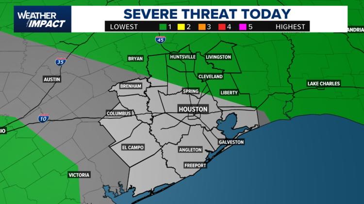 Houston under an hourly Weather Impact Alert for Friday with a few strong storms possible