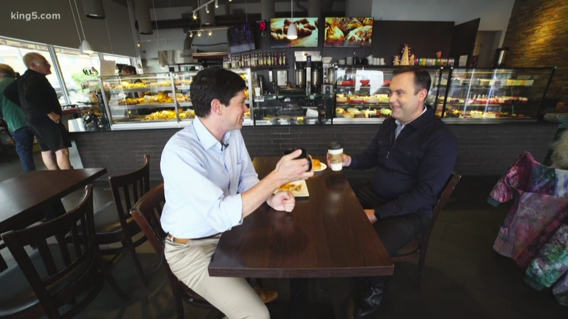 KING 5's Chris Daniels shared a drink with candidates Dan Strauss and Heidi Wills, who are vying for the Seattle City Council District 6 seat.