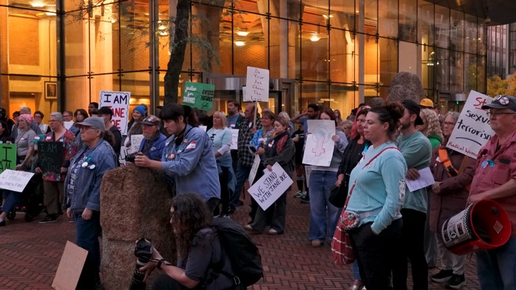 Protesters march Seattle streets in call for end to sexual violence