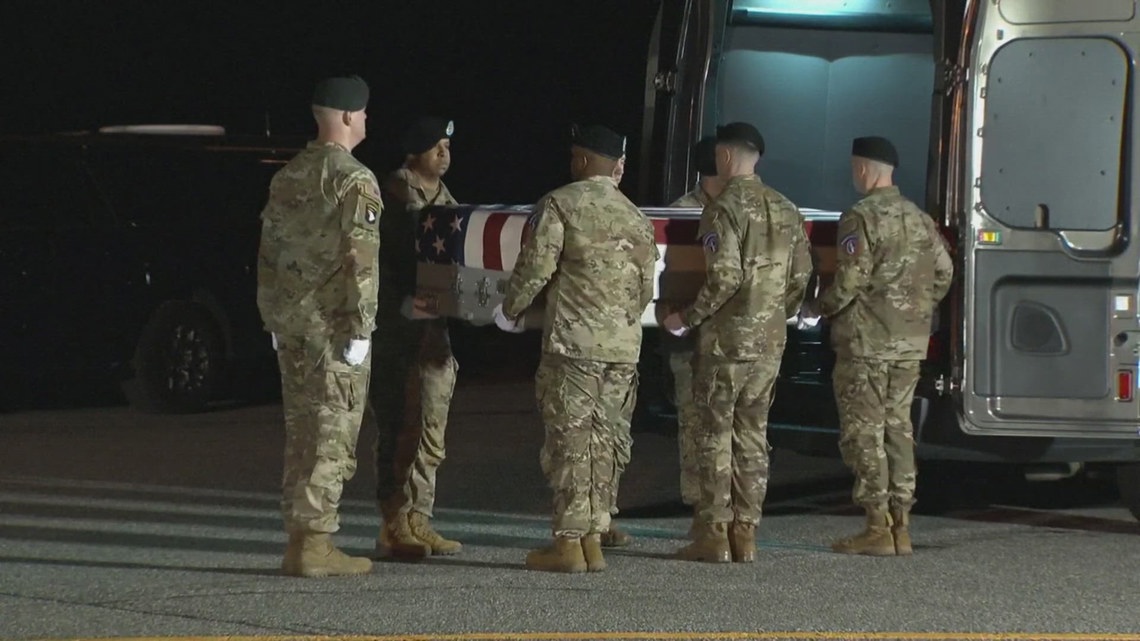Dignified transfer held for 7th US soldier killed in Iran war ...