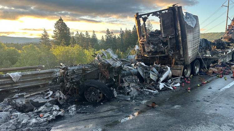 Westbound I-90 closed for hours after semi-truck fire near Cle Elum