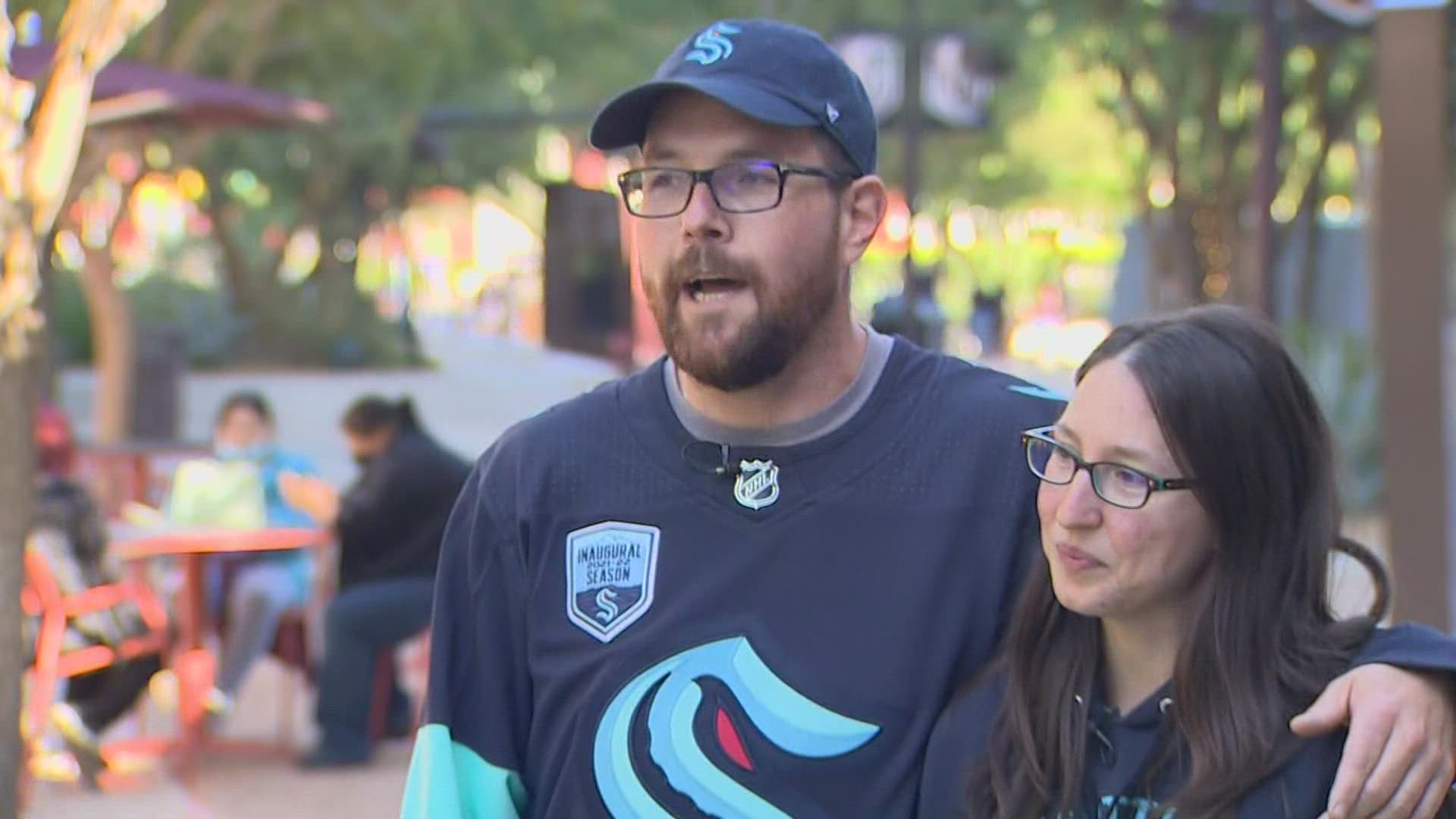 Hundreds of Seattle Kraken logos, jerseys, and hats could be seen on the Vegas strip Tuesday.
